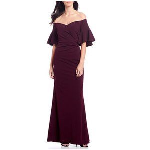 Calvin Klein Eggplant Purple Sweetheart Neck Off The Shoulder Formal Gown 4